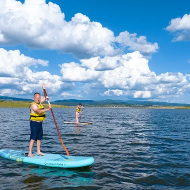 Paddleboarding on Lake Naussac