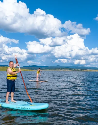 Paddleboarding on Lake Naussac