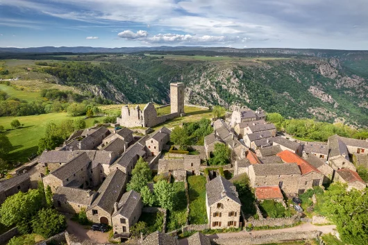Aerial view of the village of La Garde-Guerrin