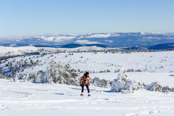 Snowboarding on Mont Lozère