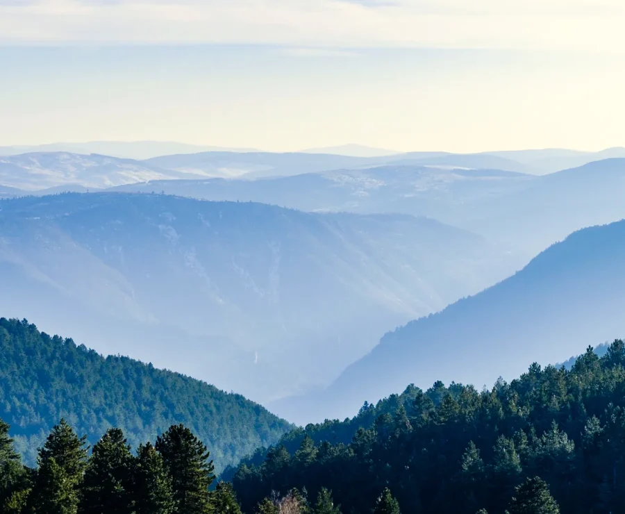 The Cévennes valleys under the mist